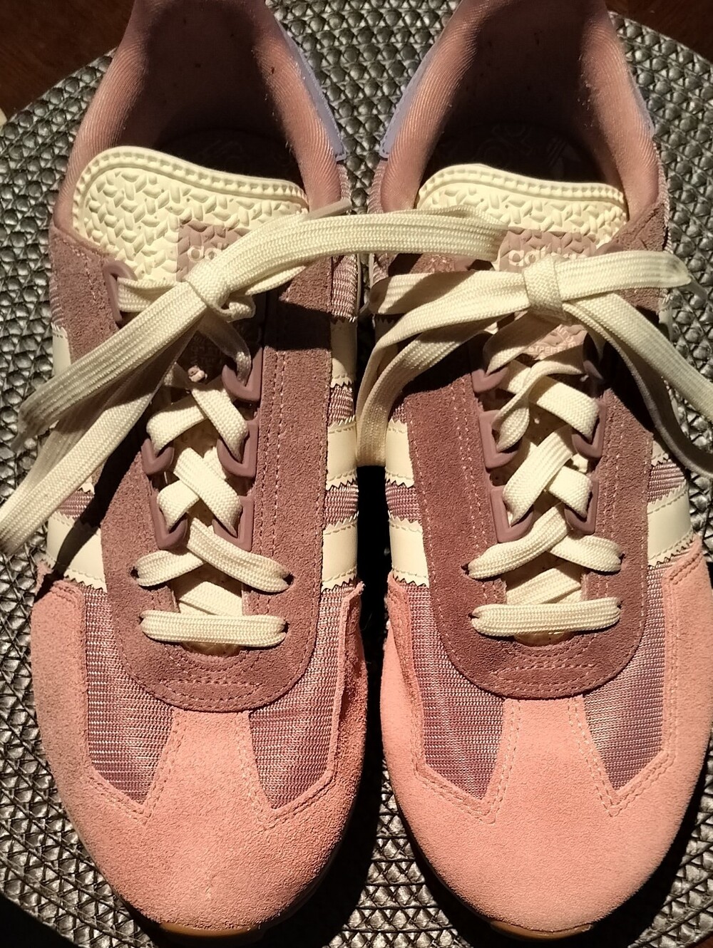 adidas Women's Pink Suede & Cream Lace-Up Sneakers